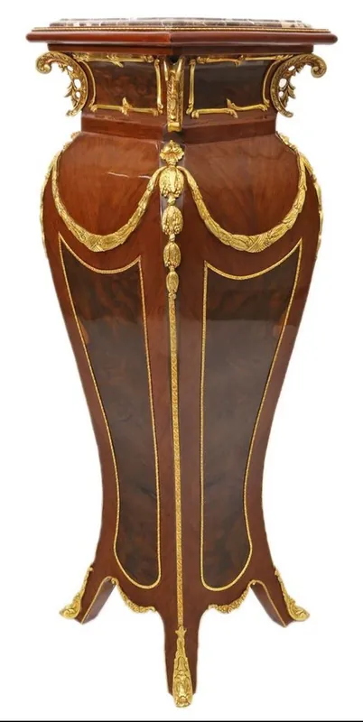 Preisknaller Casa Padrino Barock Säule Mahagoni / Gold - Beistelltisch - Säule 126 x 40 cm