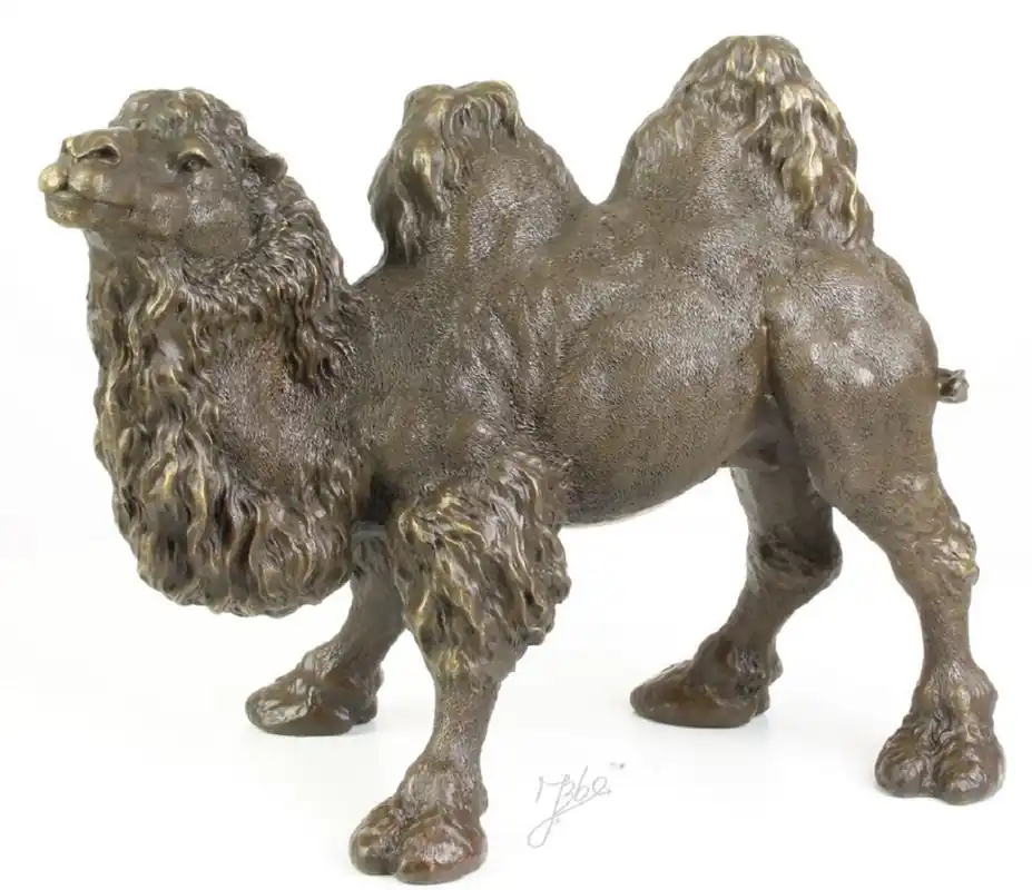 Casa Padrino Luxus Bronzefigur Kamel Bronze / Gold 44 x H. 34 cm - Edle Bronze Skulptur Echt