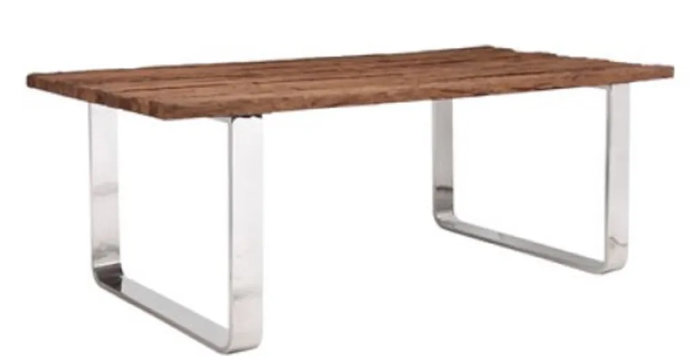 Preisreduziert Casa Padrino Luxus Esstisch Braun / Silber 200 x 100 x H. 75 cm - Luxus Esszimmertisch