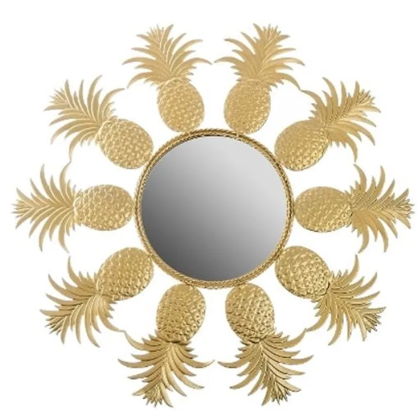 Casa Padrino Designer Spiegel / Wandspiegel im Ananas Design Gold Ø 50 cm - Designermöbel Sichere Zahlung
