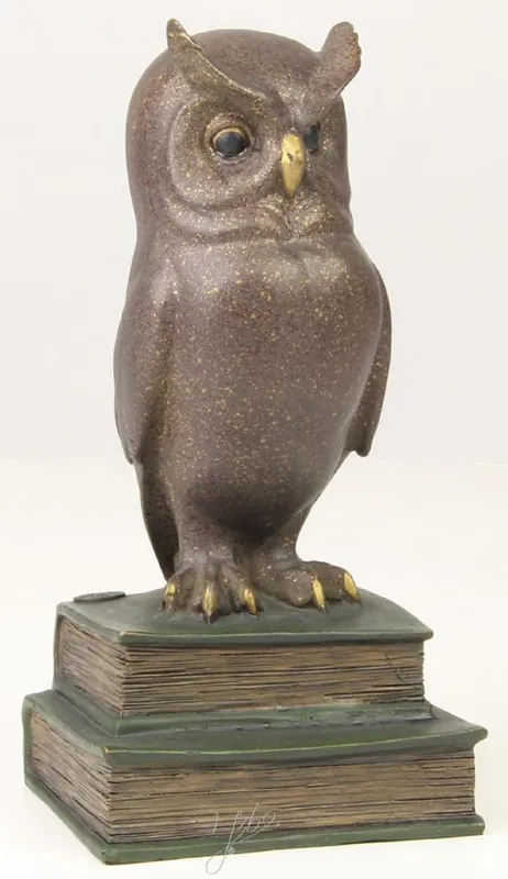 Casa Padrino Luxus Bronzefigur die weise Eule Mehrfarbig 11 x 9,5 x H. 22,5 cm - Dekofigur Neu Im Sortiment