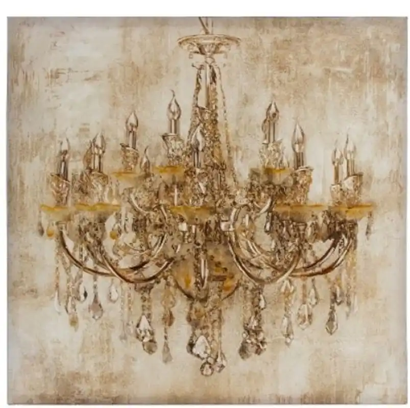 Casa Padrino Barock Ölgemälde Kronleuchter Mehrfarbig 80 x H. 80 cm - Prachtvolles Ölbild Knallerangebot