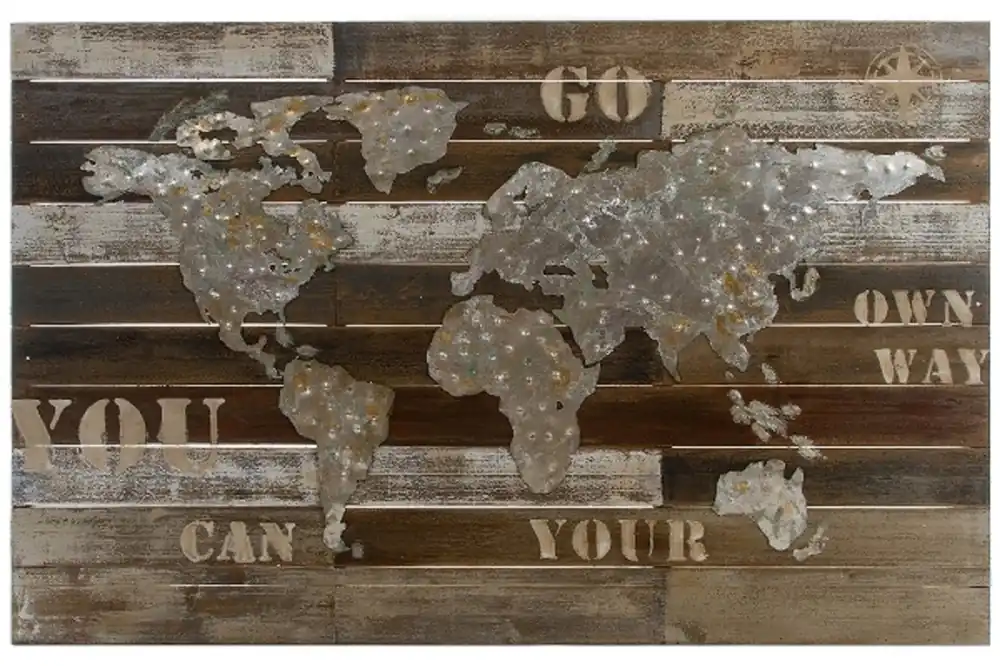 Online Kaufen Casa Padrino Luxus Deko Wandbild Weltkarte Mehrfarbig 120 x H. 80 cm - Wanddekoration aus Holz und Metall