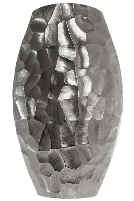 Casa Padrino Luxus Metall Vase Silber 27 x 12 x H. 46 cm - Luxus Deko Blumenvase Schneller Versand