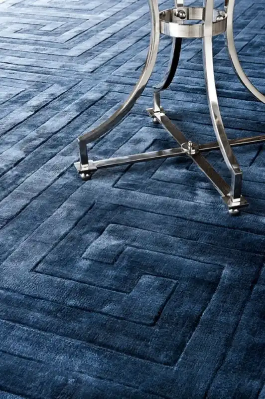Casa Padrino Luxus Viskose Teppich Saphirblau - Verschiedene Größen - Handgewebter Wohnzimmerteppich Neue Kollektion