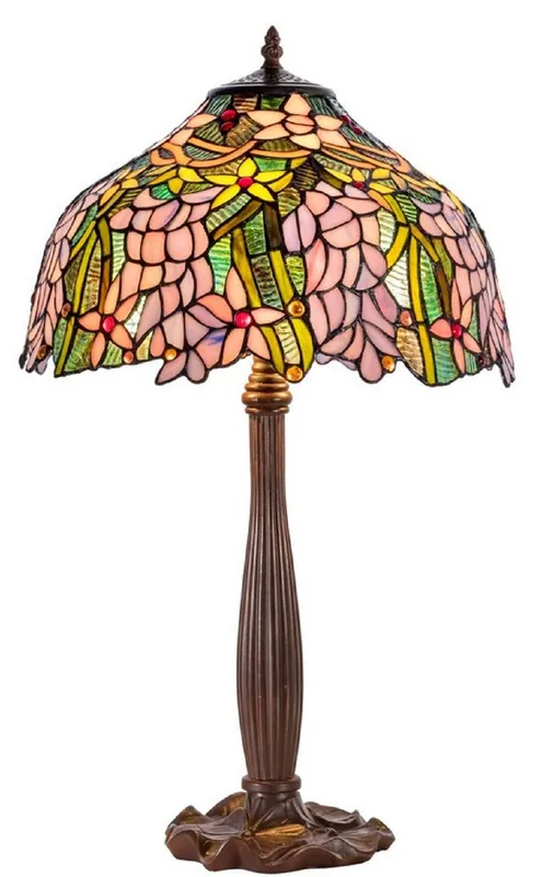 Casa Padrino Luxus Tiffany Tischleuchte Braun / Mehrfarbig Ø 40 x H. 62 cm - Deko Lampe aus 576 Teilen handgefertigt Neue Kollektion