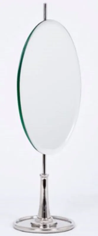 Casa Padrino Luxus Schminkspiegel Silber H. 56 cm - Ovaler Aluminium Schminktisch Spiegel Nur Für Kurze Zeit