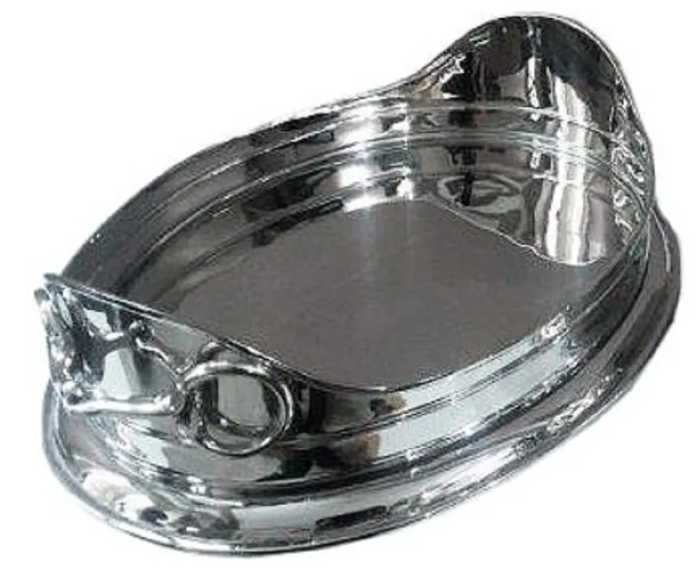 Must-Have Casa Padrino Luxus Messing Horsebit Serviertablett Oval Silber 47 x 30 x H. 15 cm - Luxus Accessoires Horse Bit