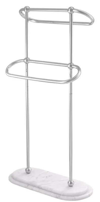 Casa Padrino Luxus Handtuchhalter Silber / Weiß 50 x 22 x H. 91 cm - Luxus Badezimmer Accessoires Bestpreis