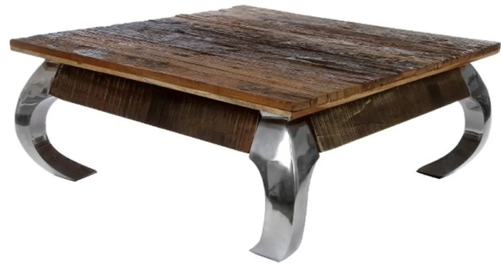 Mega-Angebot Casa Padrino Designer Couchtisch Braun / Silber 100 x 100 x H. 40 cm - Luxus Wohnzimmermöbel