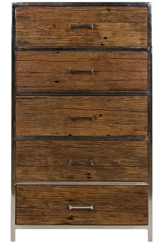 Casa Padrino Luxus Kommode mit 5 Schubladen Braun / Silber 60 x 40 x H. 110 cm - Luxus Möbel Wochenendangebot