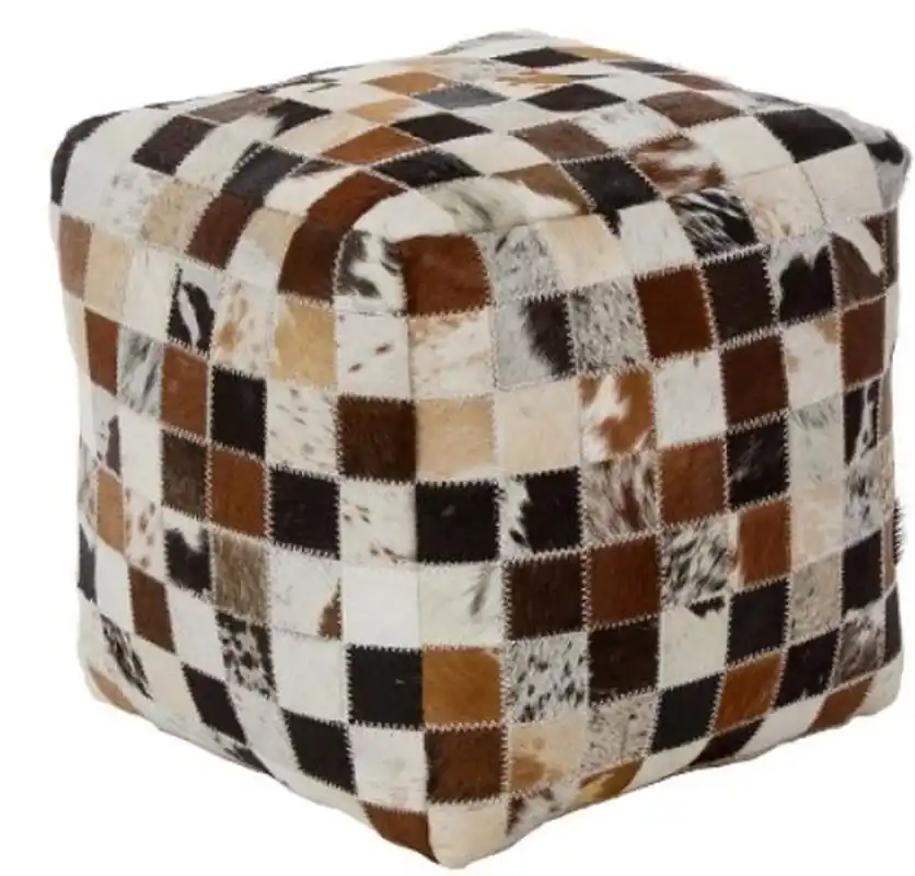 Casa Padrino Luxus Sitzwürfel Mehrfarbig 40 x 40 x H. 40 cm - Fell Sitzhocker im Patchwork Design Finale Aktion