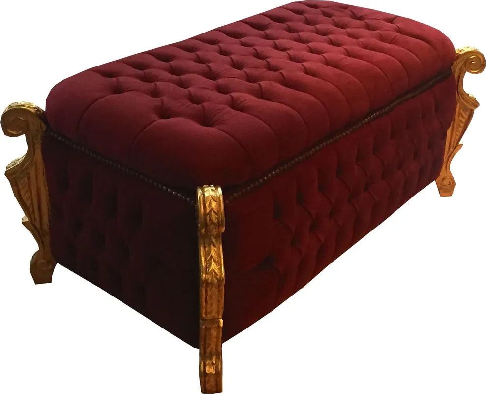 Preiswert Casa Padrino Barock Sitzbank, Truhe Bordeaux / Gold - Barock Truhe