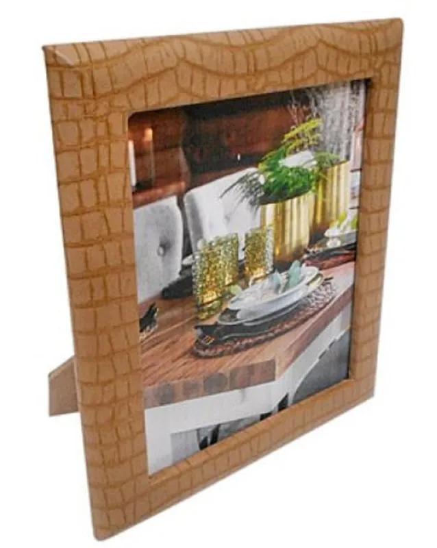 Preiswert Casa Padrino Luxus Leder Bilderrahmen Hellbraun 16,5 x 4 x H. 22 cm - Dekorativer Bilderrahmen in Kroko-Optik