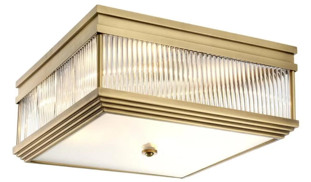 Casa Padrino Luxus Deckenleuchte Antik Messingfarben 40,5 x 40,5 x H. 18,5 cm - Luxus Qualität Geprüft