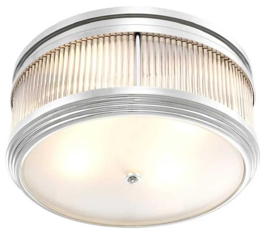Nur Heute Casa Padrino Luxus Deckenleuchte Silber Ø 40,5 x H. 18,5 cm - Runde Deckenlampe