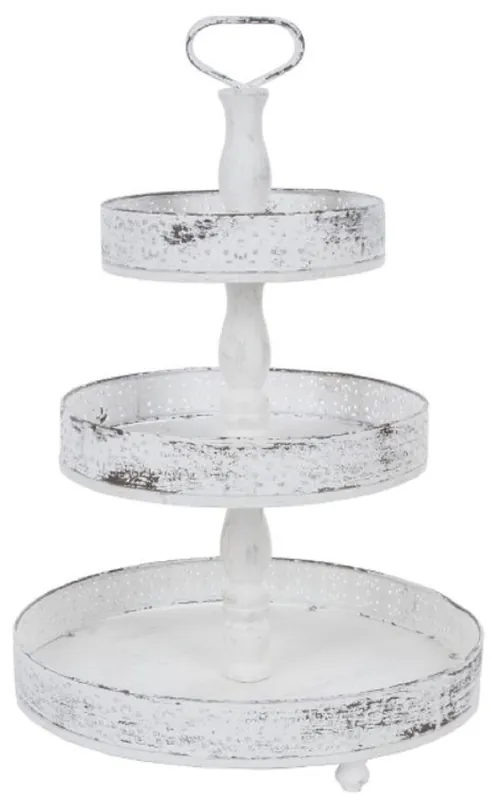 Top-Angebot Casa Padrino Landhausstil Shabby Chic Etagere 3-Stufig Antik Weiß Ø 40 x H. 66 cm - Gastronomie Accessoires