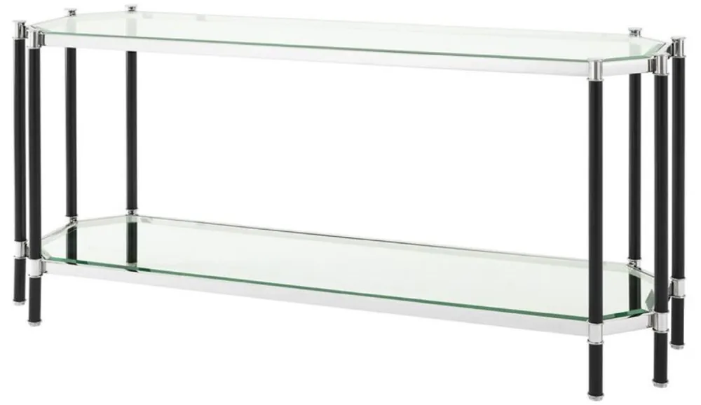 Preiswert Casa Padrino Wohnzimmer Konsolentisch Silber / Schwarz 169 x 53,5 x H. 75,5 cm - Luxus Konsole