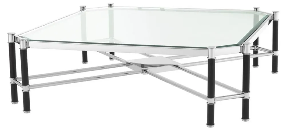 Saisonangebot Casa Padrino Luxus Couchtisch Silber / Schwarz 115 x 115 x H. 35 cm - Luxus Wohnzimmermöbel