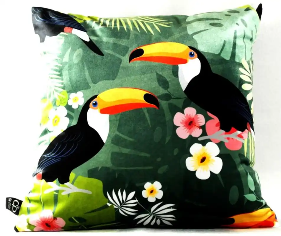 Casa Padrino Luxus Deko Kissen Hawaii Tropical Mehrfarbig 45 x 45 cm - Feinster Samtstoff - Luxus Qualität Begrenztes Angebot