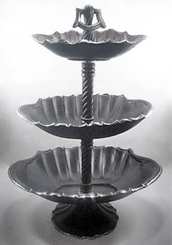Finale Aktion Casa Padrino Luxus Etagere 3-Stufig Schwarz / Silber 59 x 42 x H. 85 cm - Gastronomie Accessoires