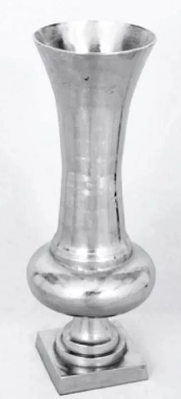 Casa Padrino Barock Aluminium Vase Antik Silber Ø 26,5 x H. 81 cm - Antik Stil Blumenvase Markenprodukt