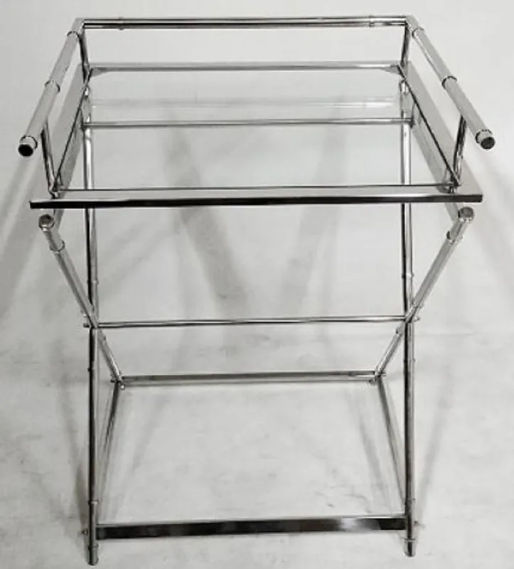 Top-Preis Casa Padrino Luxus Messing Beistelltisch mit Glasplatte Silber 60 x 50 x H. 76 cm - Hotel Möbel