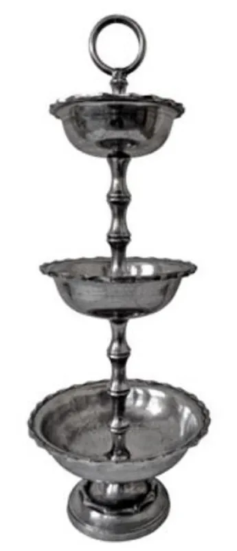 Billig Casa Padrino Luxus Etagere 3-Stufig Silber Ø 38 x H. 105 cm - Hotel & Restaurant Accessoires