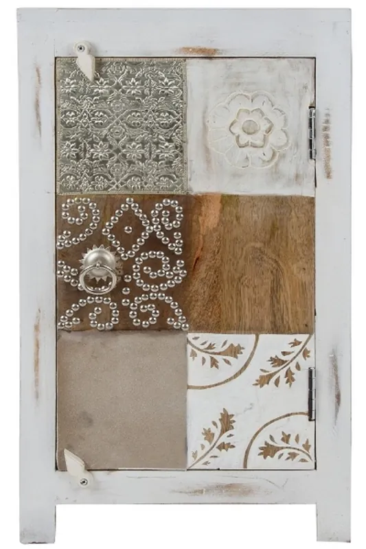 Neu Im Sortiment Casa Padrino Landhausstil Shabby Chic Kommode Antik Weiß / Mehrfarbig 40 x 32 x H. 70 cm - Kleiner Landhausstil Schrank mit Tür