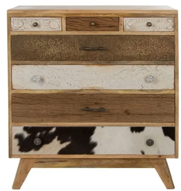 Preisreduziert Casa Padrino Landhausstil Kommode mit 7 Schubladen Naturfarben / Mehrfarbig 70 x 30 x H. 80 cm - Landhausstil Möbel