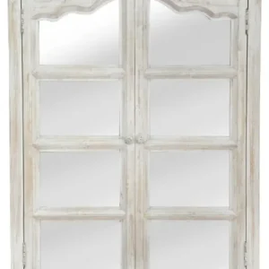 Casa Padrino Landhausstil Wandspiegel mit 2 Klapptüren Antik Weiß 63 x 4 x H. 86 cm - Spiegel im Fenster-Look Kracherpreis
