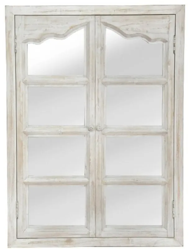 Casa Padrino Landhausstil Wandspiegel mit 2 Klapptüren Antik Weiß 63 x 4 x H. 86 cm - Spiegel im Fenster-Look Kracherpreis