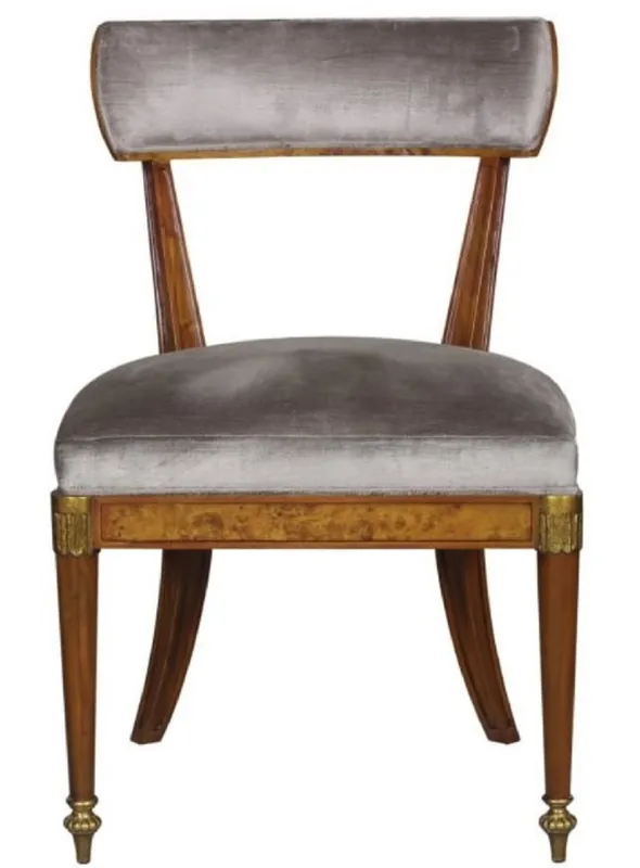 Casa Padrino Luxus Jugendstil Esszimmerstuhl Hellbraun / Braun / Messing / Silber 59 x 63 x H. 88 cm - Luxus Esszimmermöbel Preisknaller
