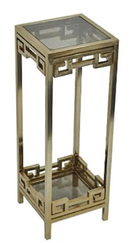 Casa Padrino Luxus Beistelltisch / Säule Antik Messingfarben 35 x 35 x H. 100 cm - Wohnzimmermöbel Saisonangebot