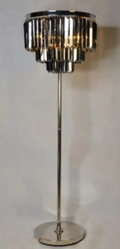 Markenware Casa Padrino Luxus Stehleuchte Silber / Schwarz Ø 54 x H. 161 cm - Runde Stehlampe mit Kristallglas