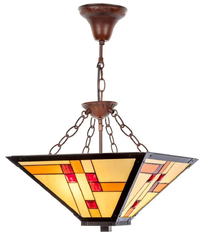 Casa Padrino Luxus Tiffany Hängeleuchte Mehrfarbig 40 x 40 cm - Handgefertigte Lampe aus 64 Teilen Günstig