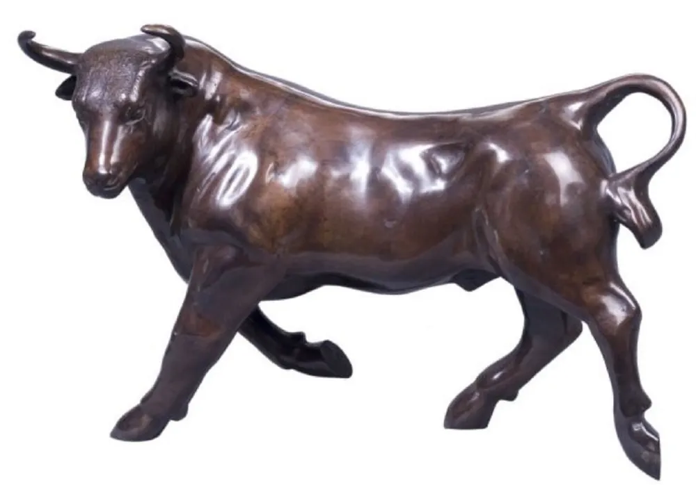 Casa Padrino Deko Bronzefigur Stier Bronze 56 x 22 x H. 40 cm - Luxus Skulptur Aktuell