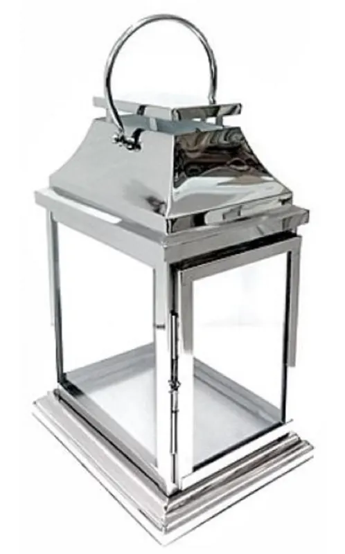 Casa Padrino Luxus Laterne Silber 30 x 22 x H. 44 cm - Hotel & Restaurant Deko Accessoires Knallerangebot