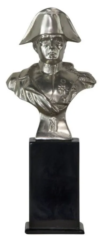 Casa Padrino Bronzefigur Napoleon Silber / Schwarz 10 x 7 x H. 24 cm - Luxus Dekofigur Nur Heute