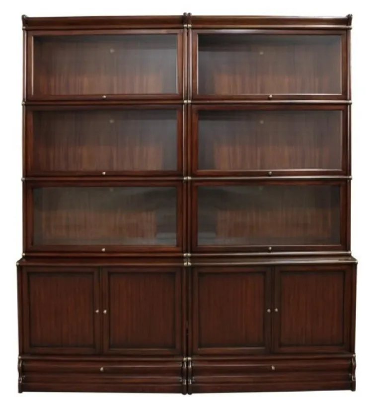 Casa Padrino Luxus Mahagoni Bücherschrank mit 10 Türen und 2 Schubladen Dunkelbraun 172 x 47 x H. 234 cm - Luxus Büromöbel Meistverkauft