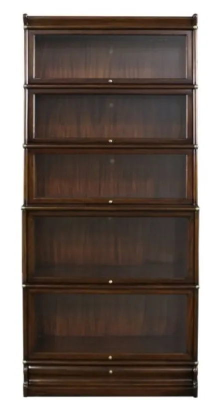 Neuheit Casa Padrino Luxus Mahagoni Bücherschrank mit 5 Glastüren und Schublade Dunkelbraun 86 x 36,5 x H. 197 cm - Luxus Möbel