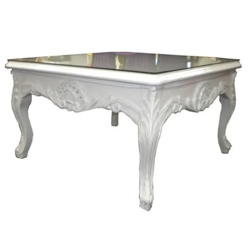 Casa Padrino Barock Couchtisch Weiß 80 x 80 cm - Beistelltisch - Wohnzimmer Salon Tisch Echt
