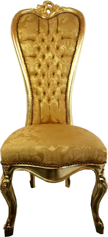 Casa Padrino Barock Thron Stuhl Queen Anne Gold Muster / Gold - Hochlehnstuhl - Hochlehner Saisonangebot