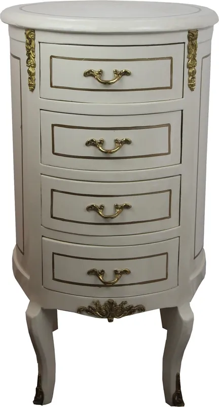 Neu Casa Padrino Barock Kommode Rund Antik Stil Creme Weiß / Gold 42 x H 77.5 cm - Barock Möbel