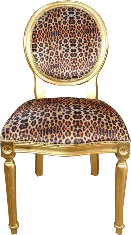 Sonderaktion Casa Padrino Barock Luxus Esszimmer Stuhl Leopard / Gold Mod2 - Designer Stuhl - Hotel & Restaurant Möbel - Luxus Qualität