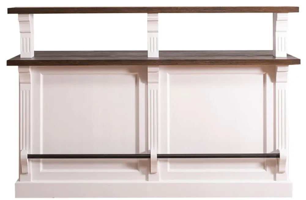 Neuheit Casa Padrino Landhausstil Theke mit 3 Schubladen Weiß / Dunkelbraun 180 x 68 x H. 120 cm - Landhausstil Möbel
