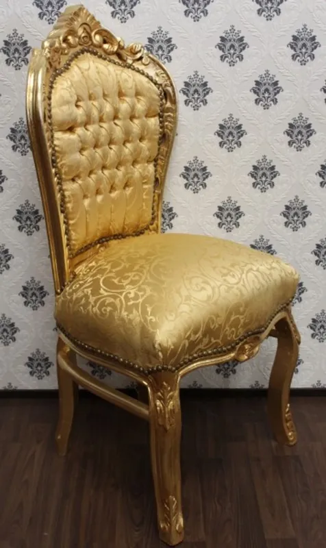 Kracherpreis Casa Padrino Barock Esszimmer Stuhl Gold Muster / Gold - Antik Stil Barock Möbel