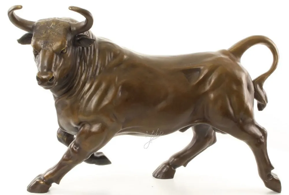Günstig Casa Padrino Luxus Deko Bronze Skulptur Stier Bronze / Gold 57 x 24 x H. 38,7 cm - Bronzefigur