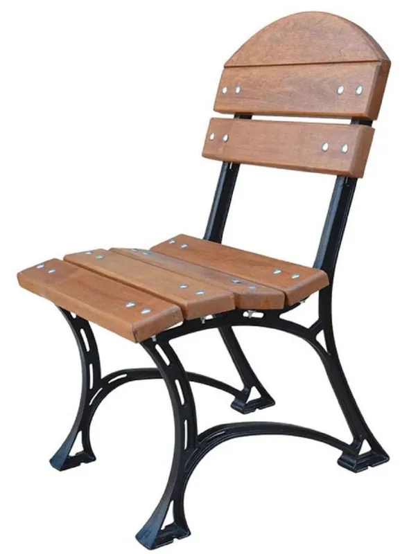 Casa Padrino Jugendstil Erlenholz Gusseisen Gartenstuhl Braun / Schwarz 40 x 48 x H. 85 cm - Gartenmöbel Billig