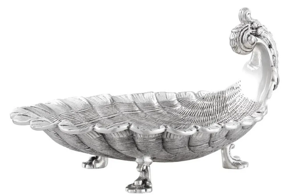 Zertifiziert Casa Padrino Luxus Serviertablett Antik Silber 25 x 22,5 x H. 14,5 cm - Luxus Qualität